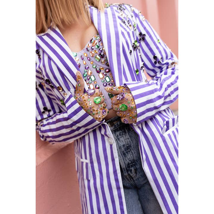 Mardi Gras Rhinestone and Jewel Gloves
