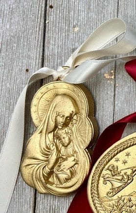 Ten Twenty Six Designs Mary & Baby Christmas Ornament with Cream Ribbon - Little Miss Muffin Children & Home