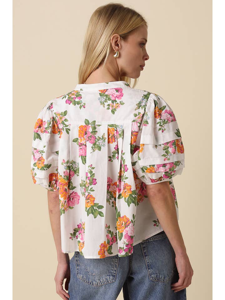 Megan Floral Puff Sleeve Blouse