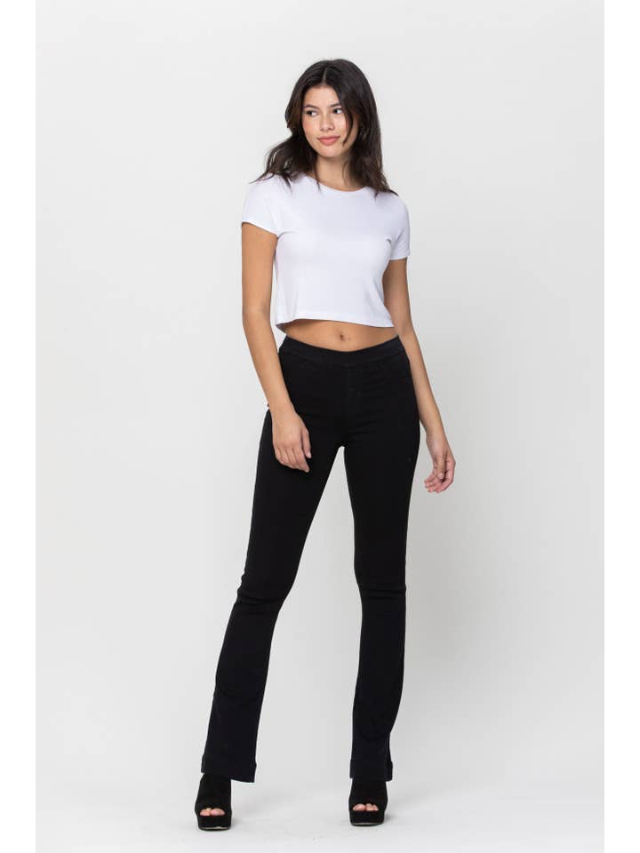 Mid Rise Flare Jegging in Black