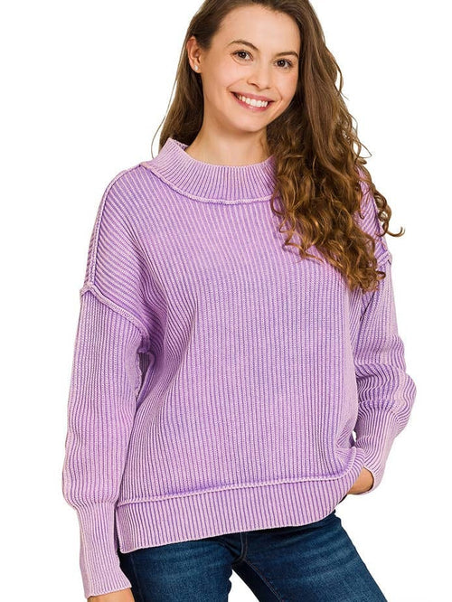 womens washed over sized pull over in purple
