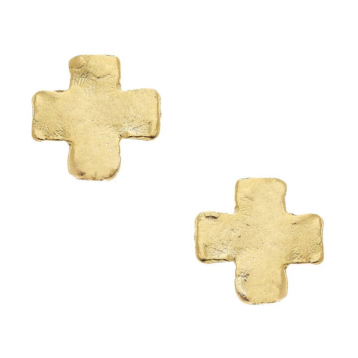 Mini Gold Square Cross Studs
