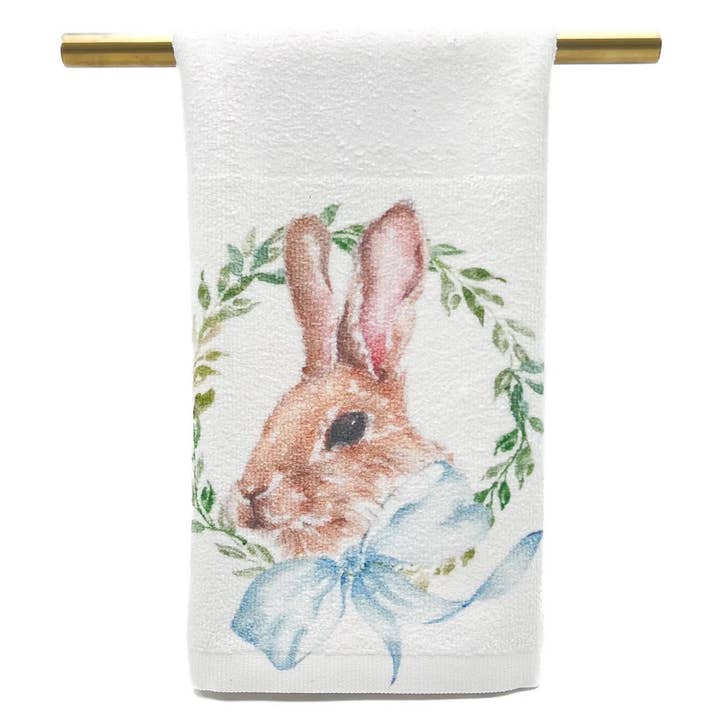 Mint Bow Bunny Tea Towel
