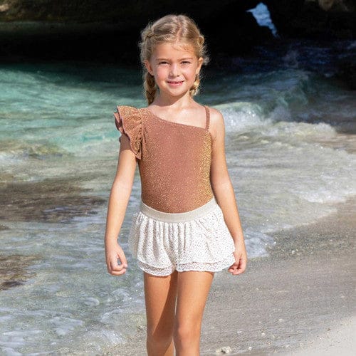 Mocha Shimmer 1 Shoulder & Crochet Skirt