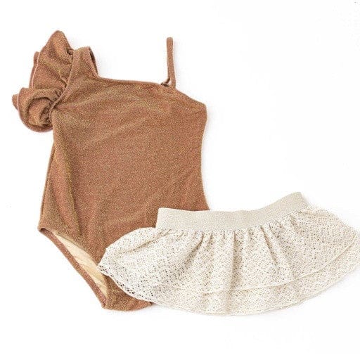 Mocha Shimmer 1 Shoulder & Crochet Skirt
