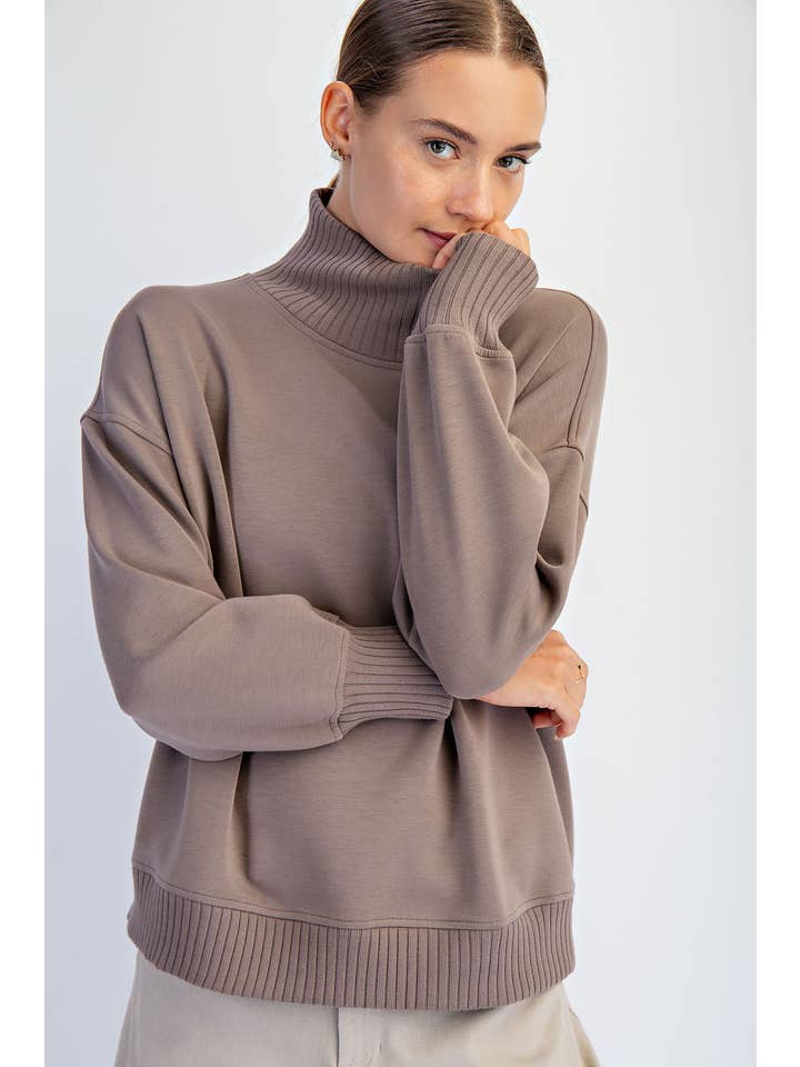 mocha pull over sweater
