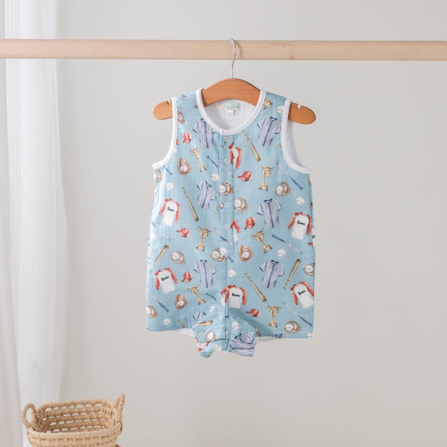 Nola Tawk Nola Tawk Let's Play Ball Organic Muslin Shortall - Little Miss Muffin Children & Home