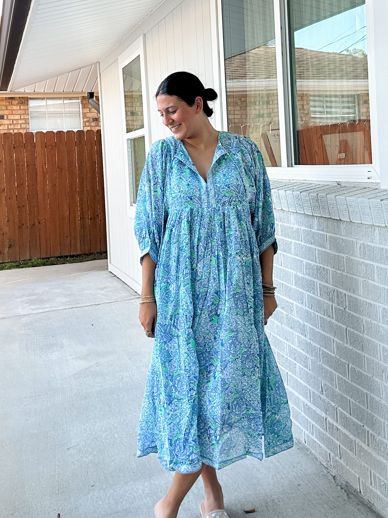 Mylah Midi Dress in Blue-Green | Dolma