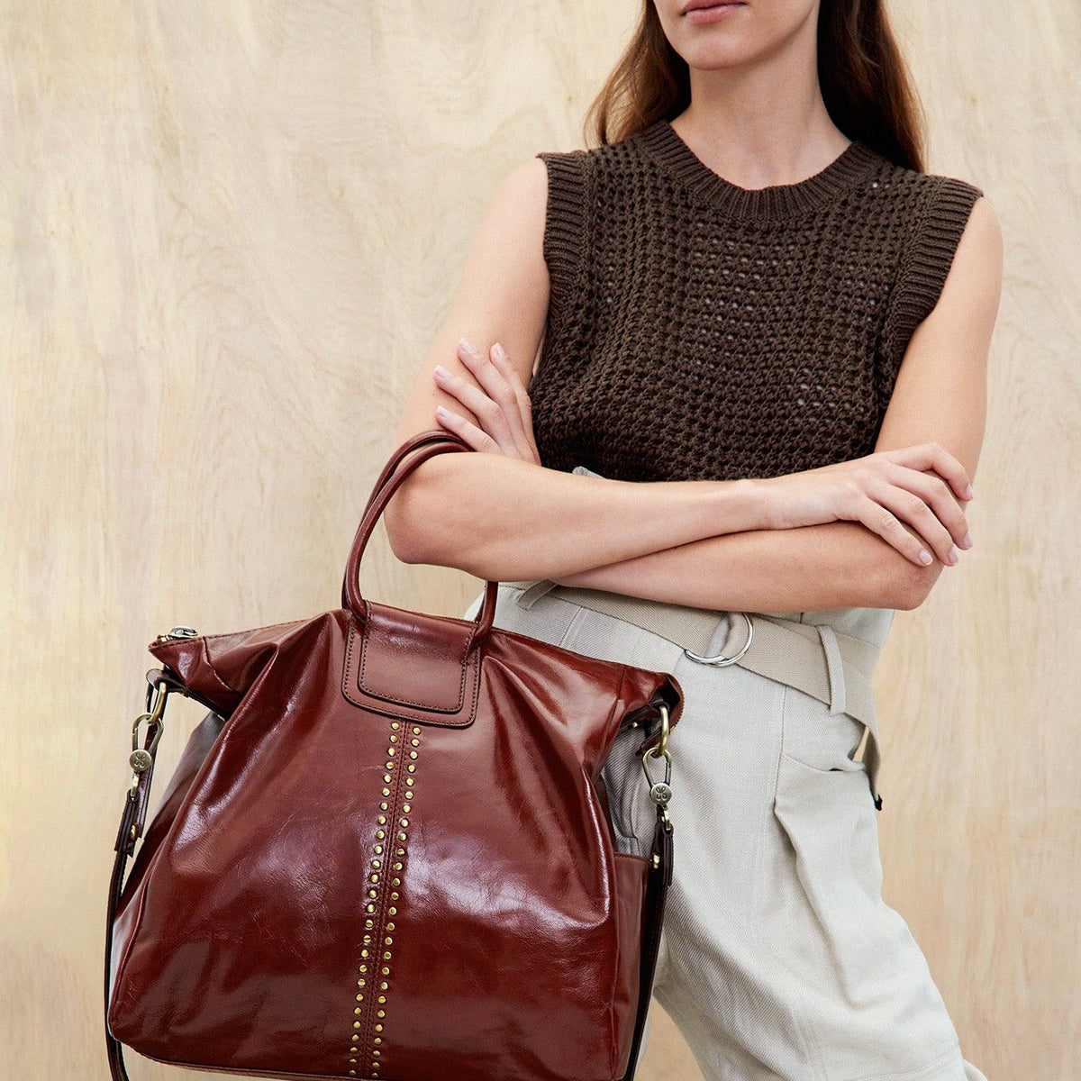 Hobo Hobo Sheila Large Satchel In Polished Leather With Studs - Little Miss Muffin Children & Home