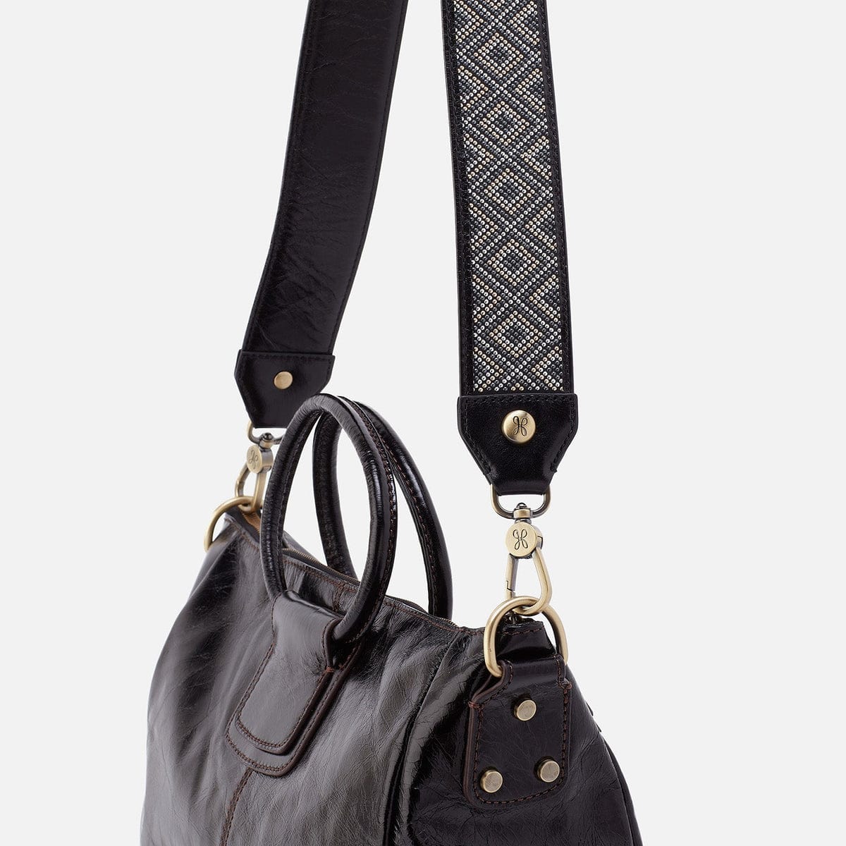 Hobo Beaded Guitar Strap in Polished Leather - Black - Little Miss Muffin Children & Home