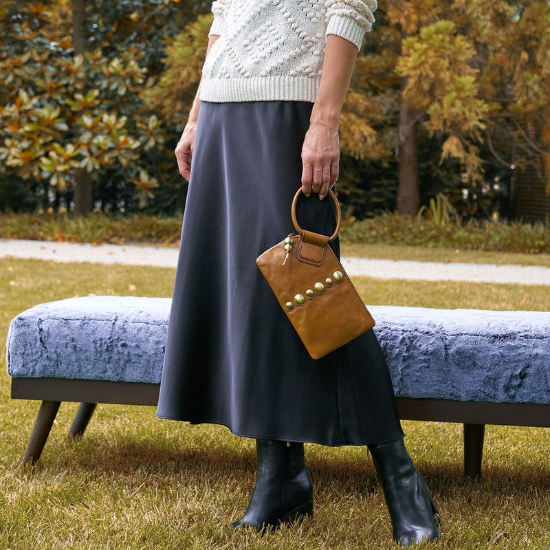 Hobo Hobo Sable Wristlet Polished Leather in Truffle With Studs - Little Miss Muffin Children & Home