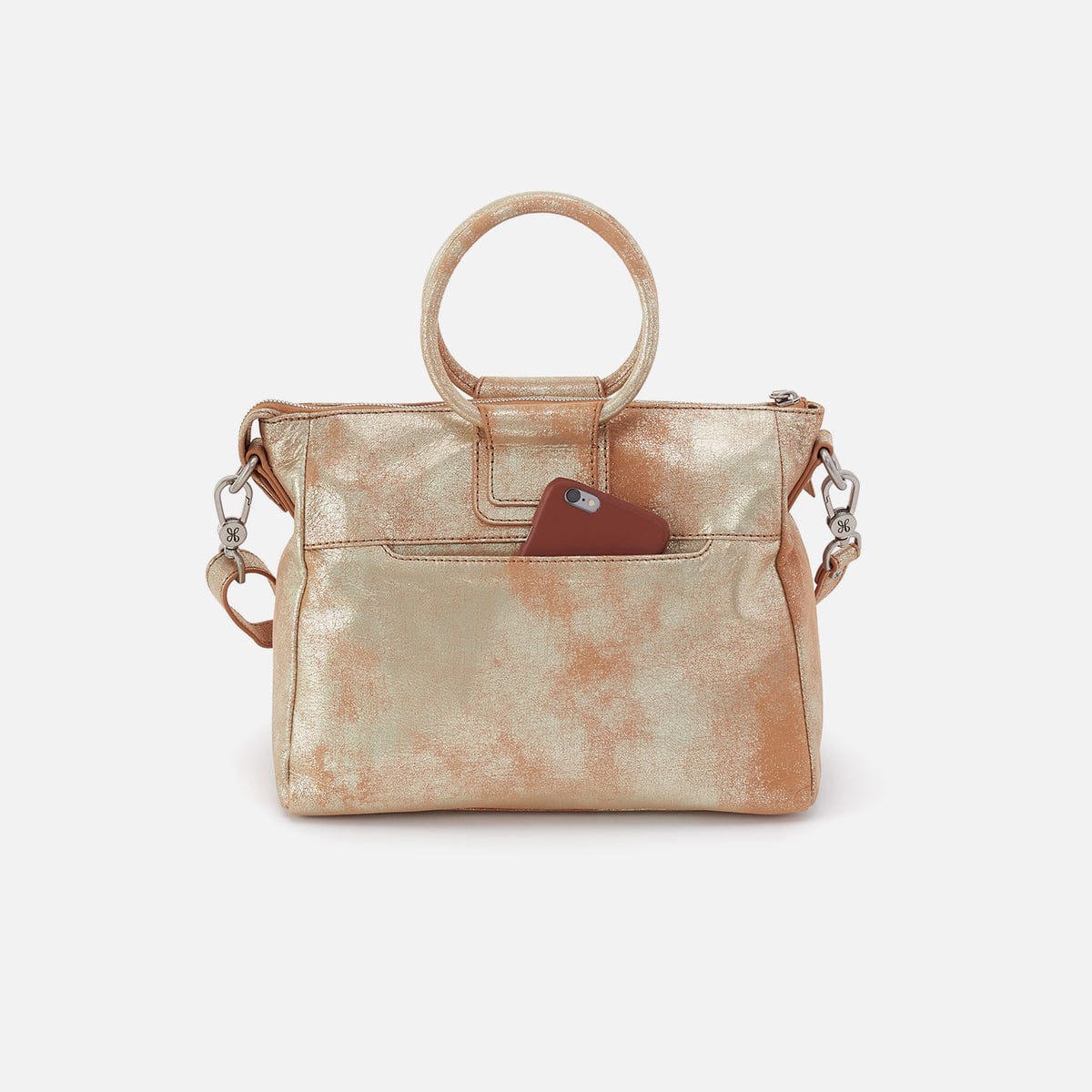 Hobo Sheila Medium Satchel In Metallic Leather Saddle Stardust - Little Miss Muffin Children & Home