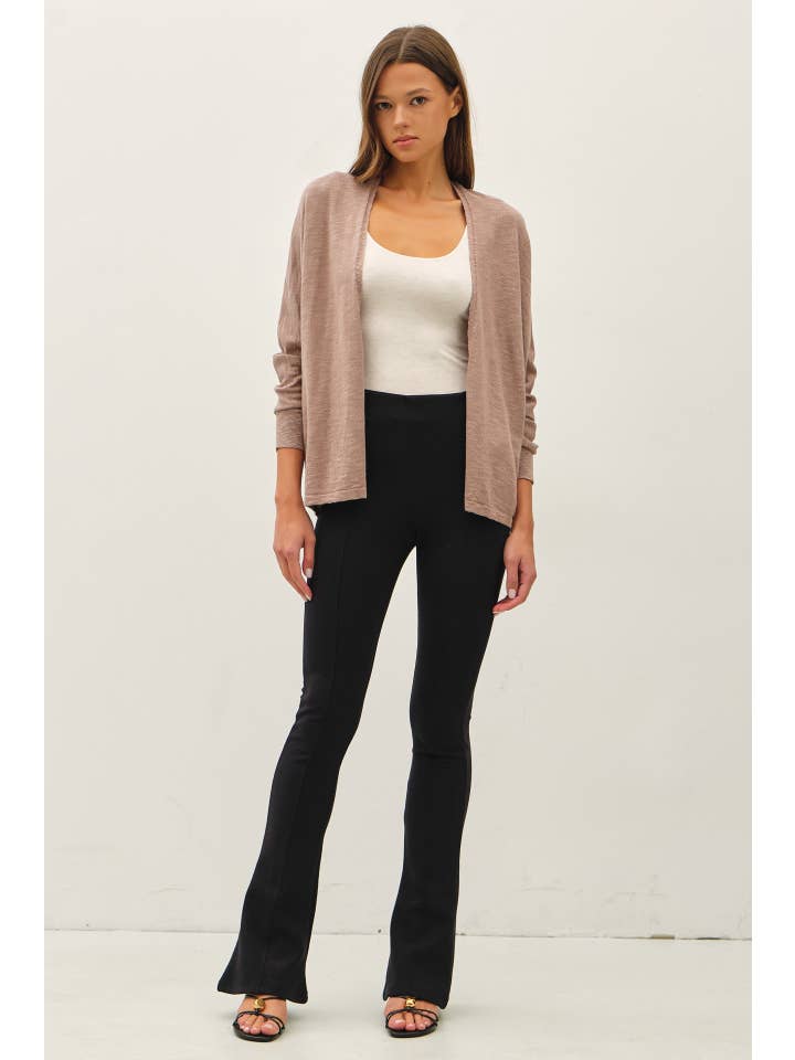 Open Front Dolman Sleeve Cardigan in Mocha