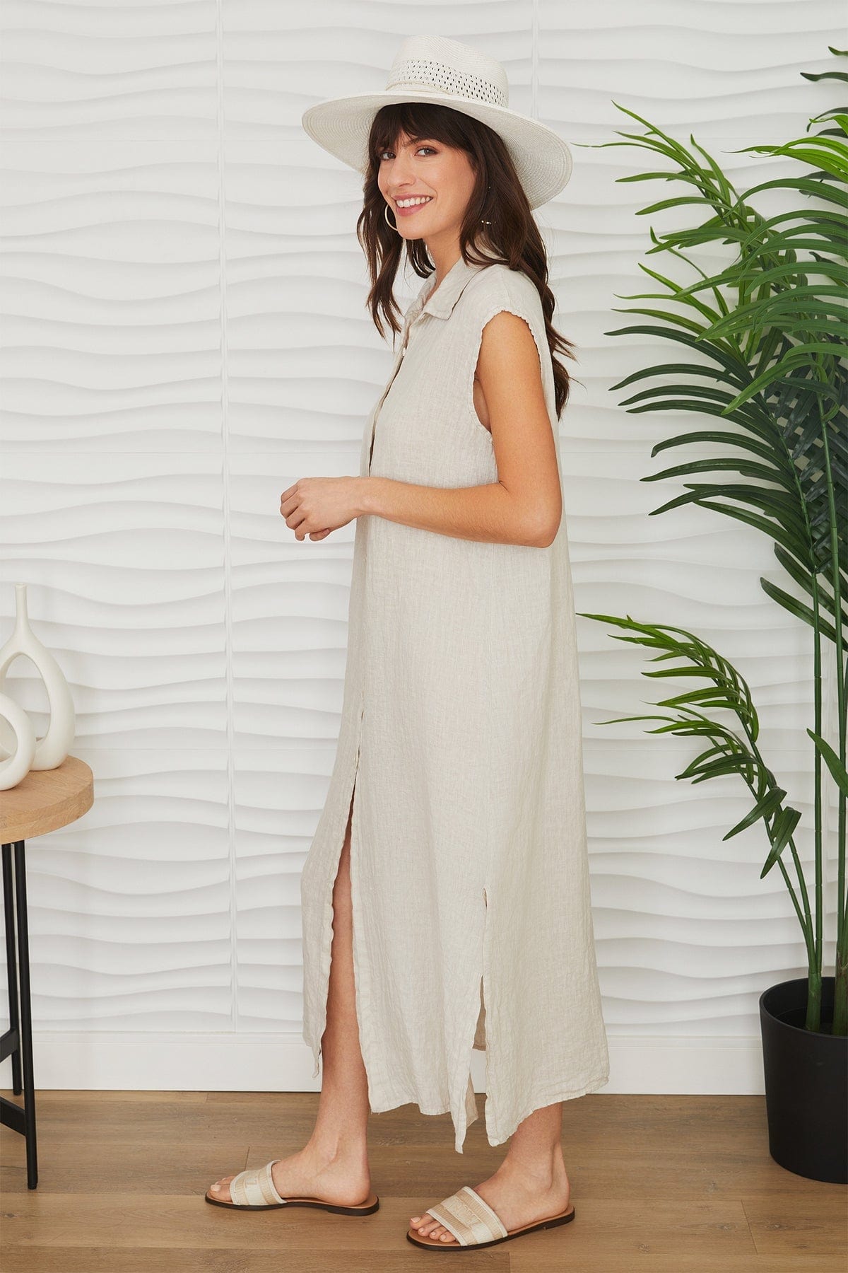 Milio Milano Crinkle Linen Sleeveless Midi Shirt Dress | Little Miss Muffin Milio Milano Crinkle Linen Sleeveless Midi Shirt Dress | Little Miss Muffin