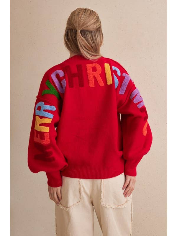 oversized merry christmas red sweater