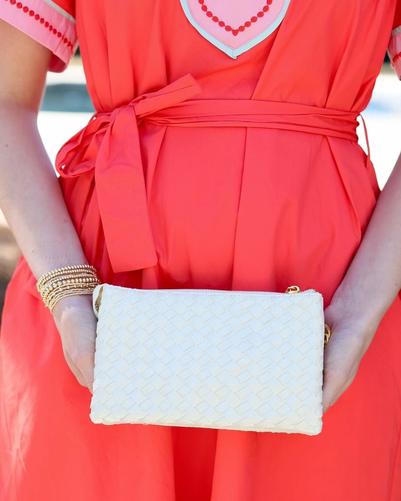 Liz Crossbody Bag Woven Metallic Pearl