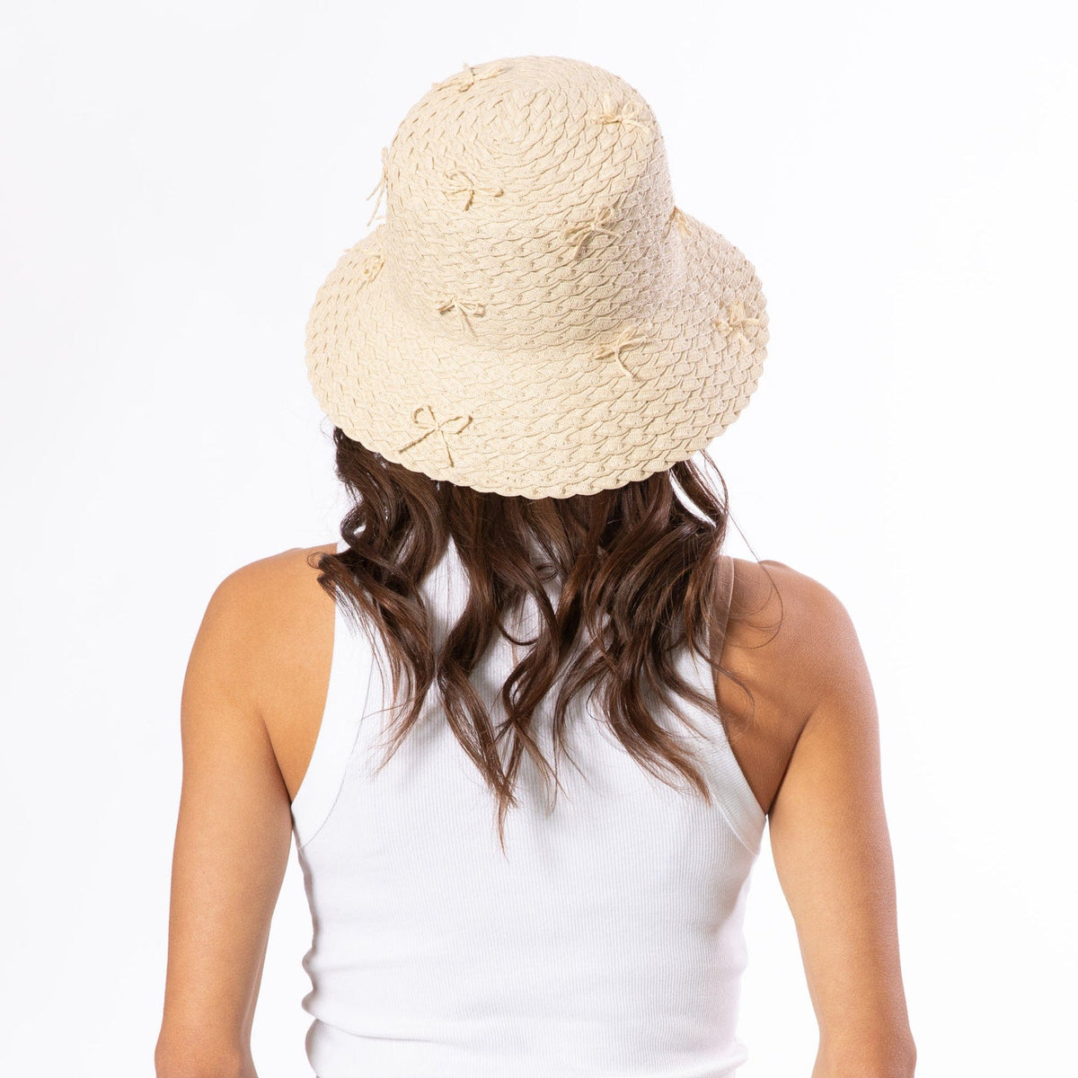 Rosie Wide Braid Bucket Hat with Scattered Self Bows