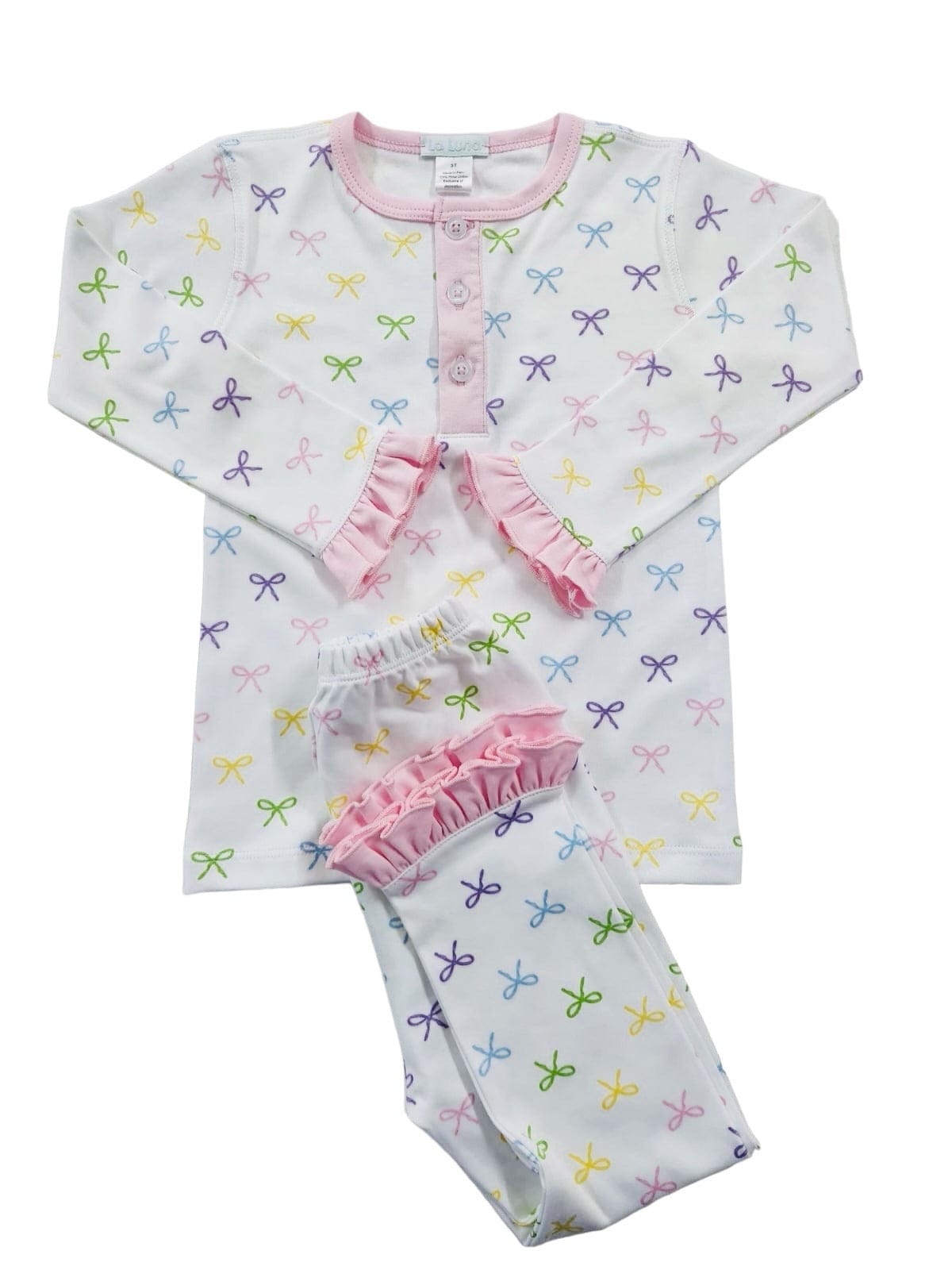 Lulu Bebe Lulu Bebe Bows Print Pima Girl Pajama Set - Little Miss Muffin Children & Home