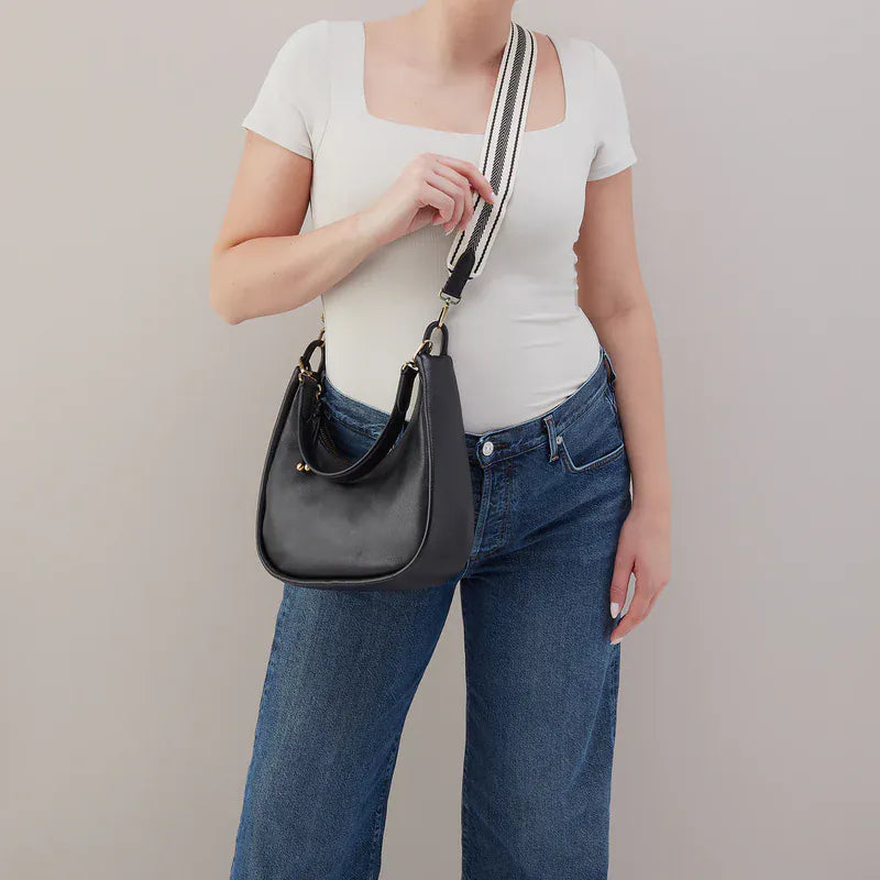Cass Small Shoulder in Pebbled Leather Black