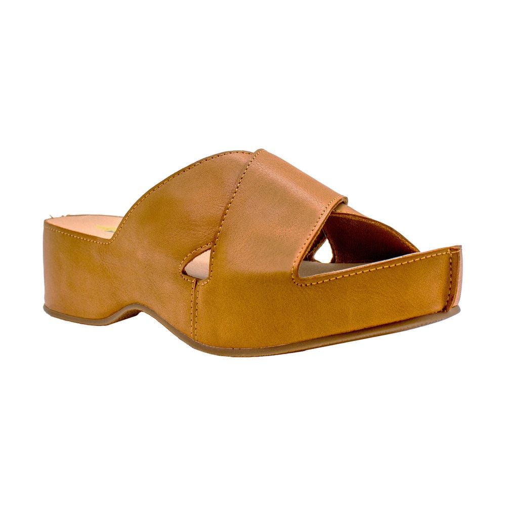Volatile Volatile Edith Faux Leather Criss-Cross Slide Sandal in Tan - Little Miss Muffin Children & Home