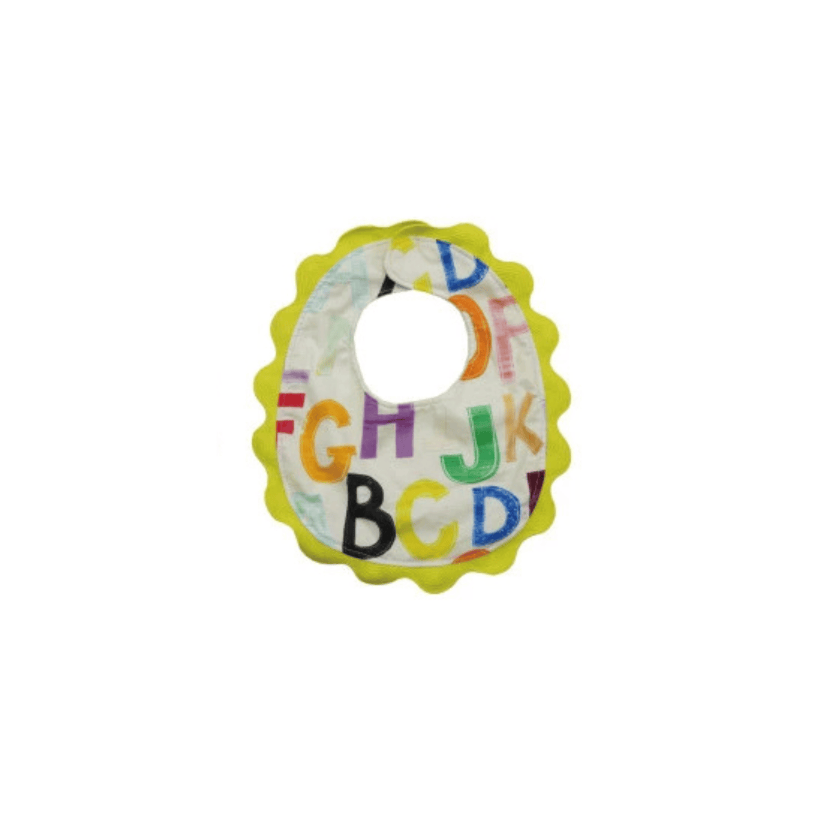 Pattern & Scalloped Trim Cotton Baby Bib with Terry Cloth Back