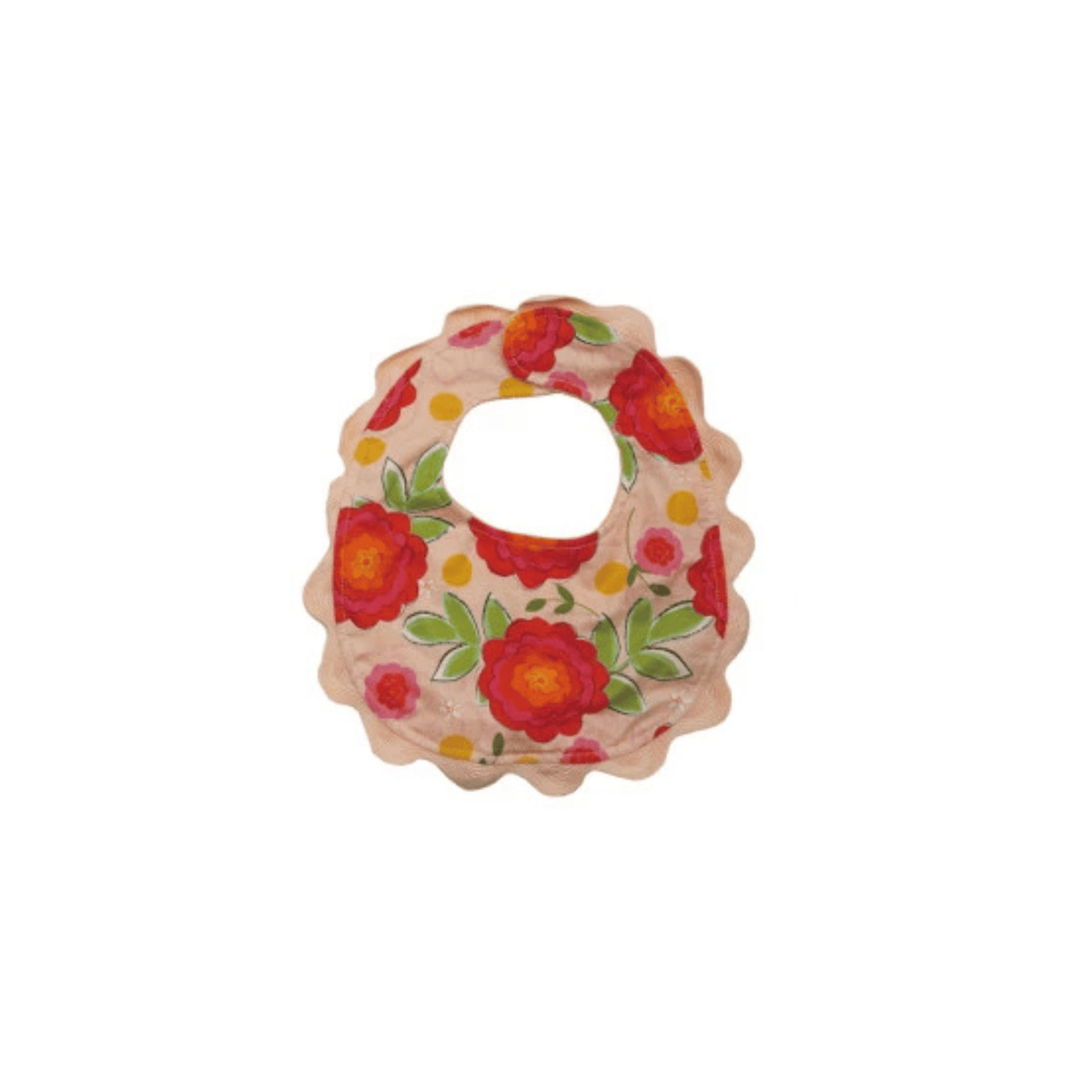 Pattern & Scalloped Trim Cotton Baby Bib with Terry Cloth Back