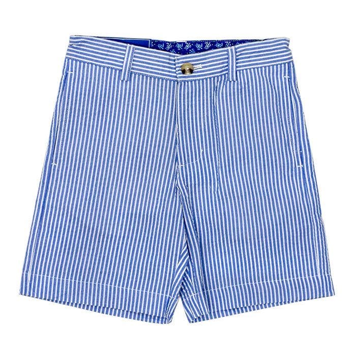 Pete Cotton Twill Shorts in Sailor Blue Seersucker