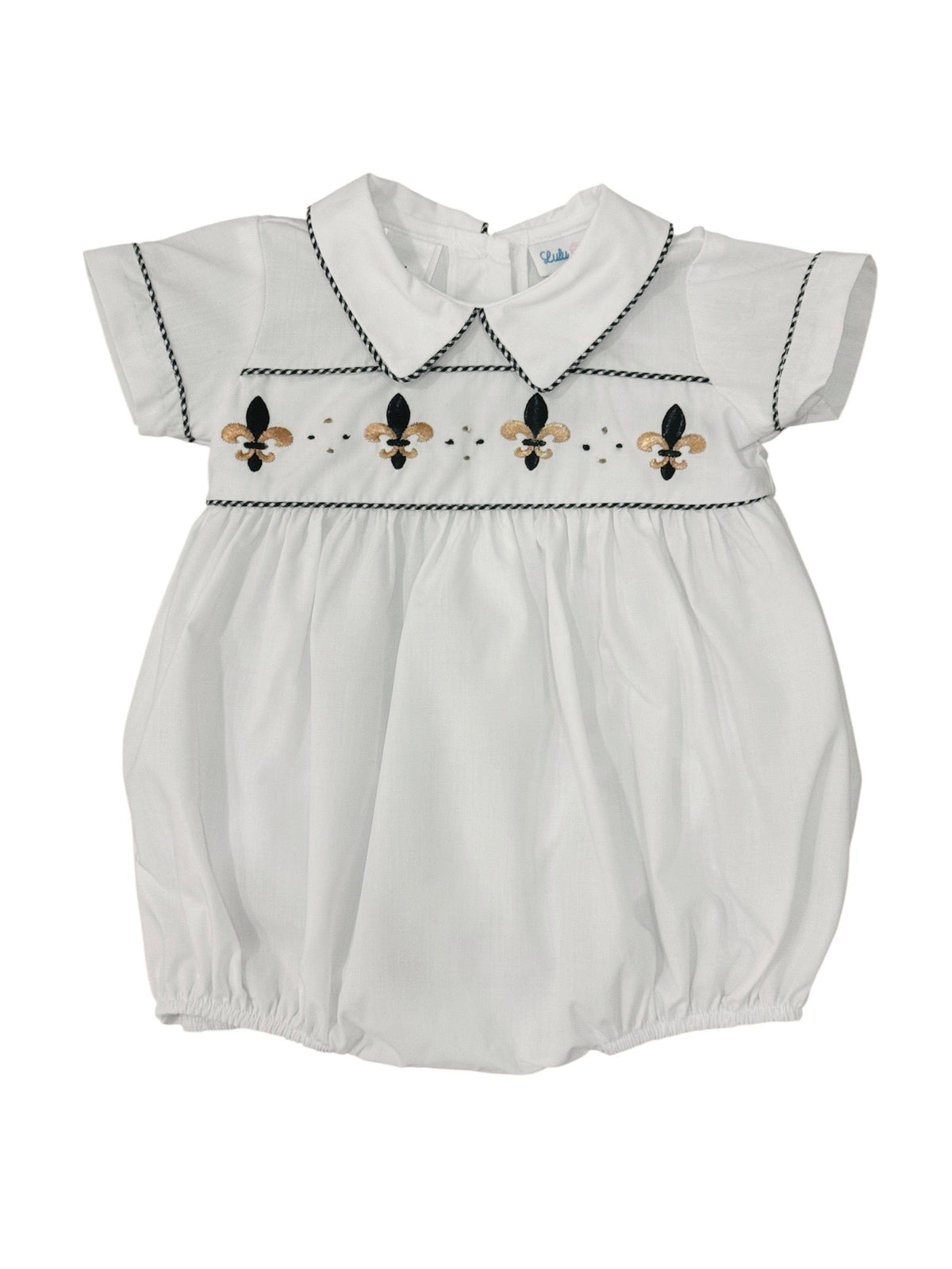 Lulu Bebe Noah Saints Fleur de Lis Embroidered Bubble - Little Miss Muffin Children & Home