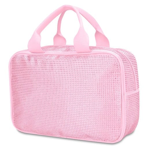Pink Rhinestone Large Cosmetic Bag