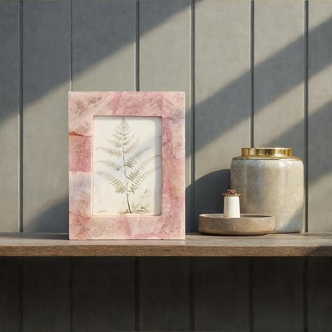 Pink Agate Photo Frame (Holds 5"x7" Photo) (Each One Will Vary)