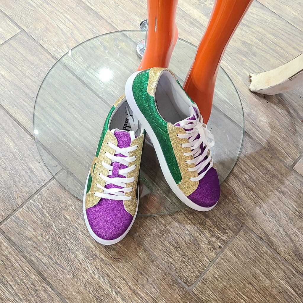 Brewer Enterprises Ladies Mardi Gras Glitter Sneaker - Little Miss Muffin Children & Home