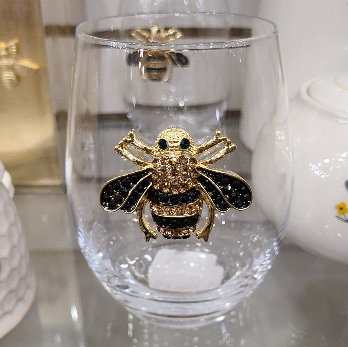 Queen Jewels Queen Jewels Queen Bee Jeweled Stemless Wine Glass - Little Miss Muffin Children & Home