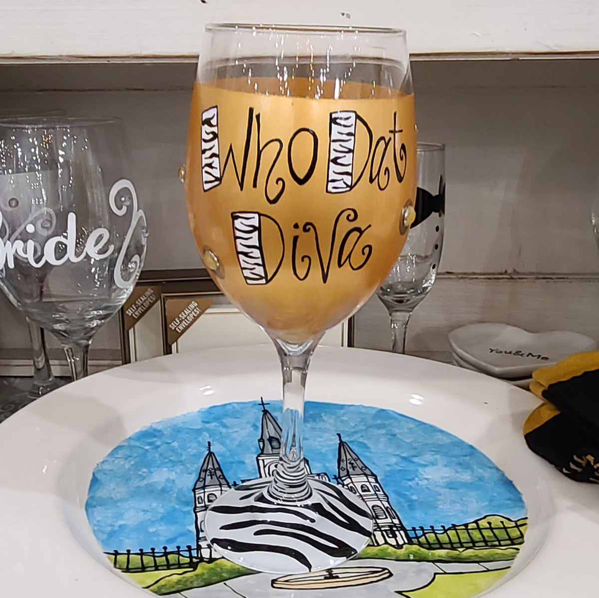 Katie Heaton Designs Katie Heaton Who Dat Wine Glass - Little Miss Muffin Children & Home