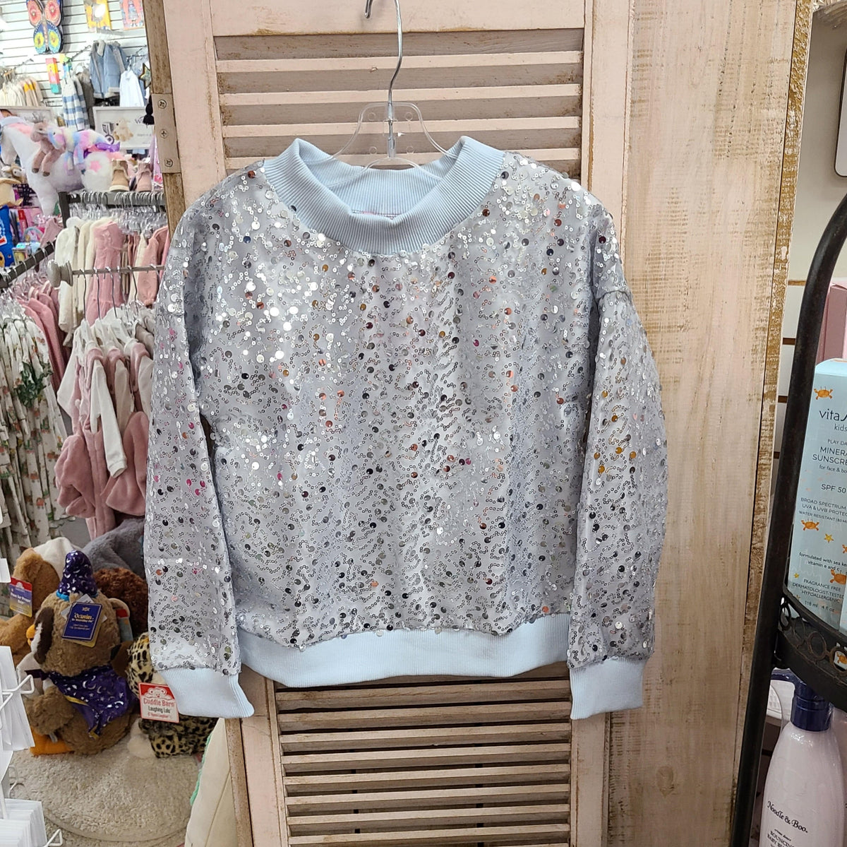 Joyous and Free Joyous and Free Sparkle Sweatshirt in Silver - Little Miss Muffin Children & Home