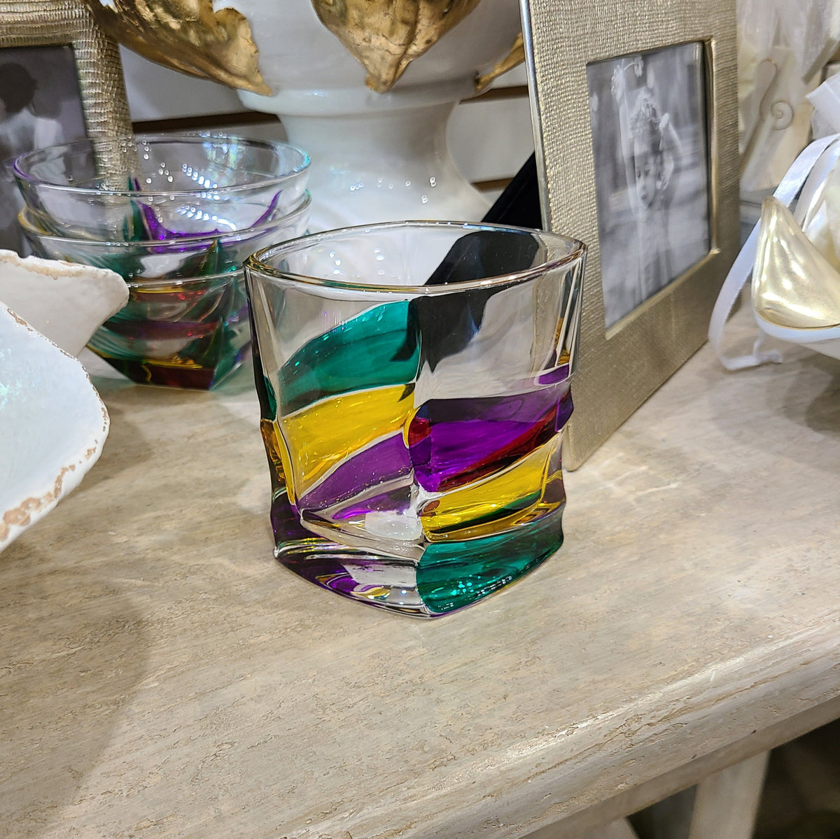 Gage Gage Ibiza Double Old Fashion Whiskey Glass, Mardi Gras - Little Miss Muffin Children & Home