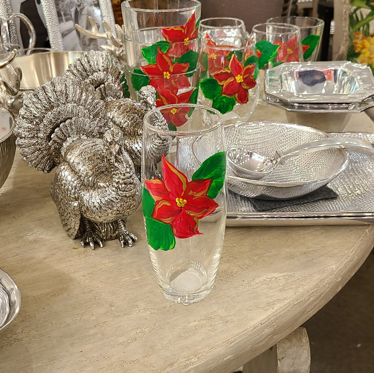 Michelle's Art Box Michelle's Art Box Poinsettia Glassware Collection - Little Miss Muffin Children & Home