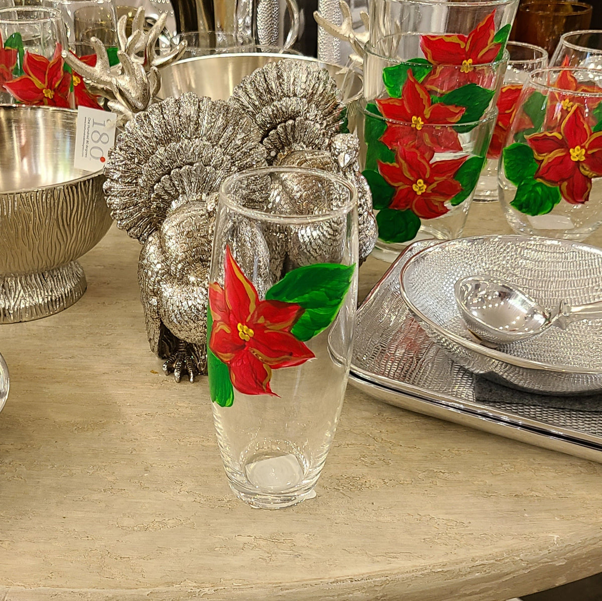 Michelle's Art Box Michelle's Art Box Poinsettia Glassware Collection - Little Miss Muffin Children & Home