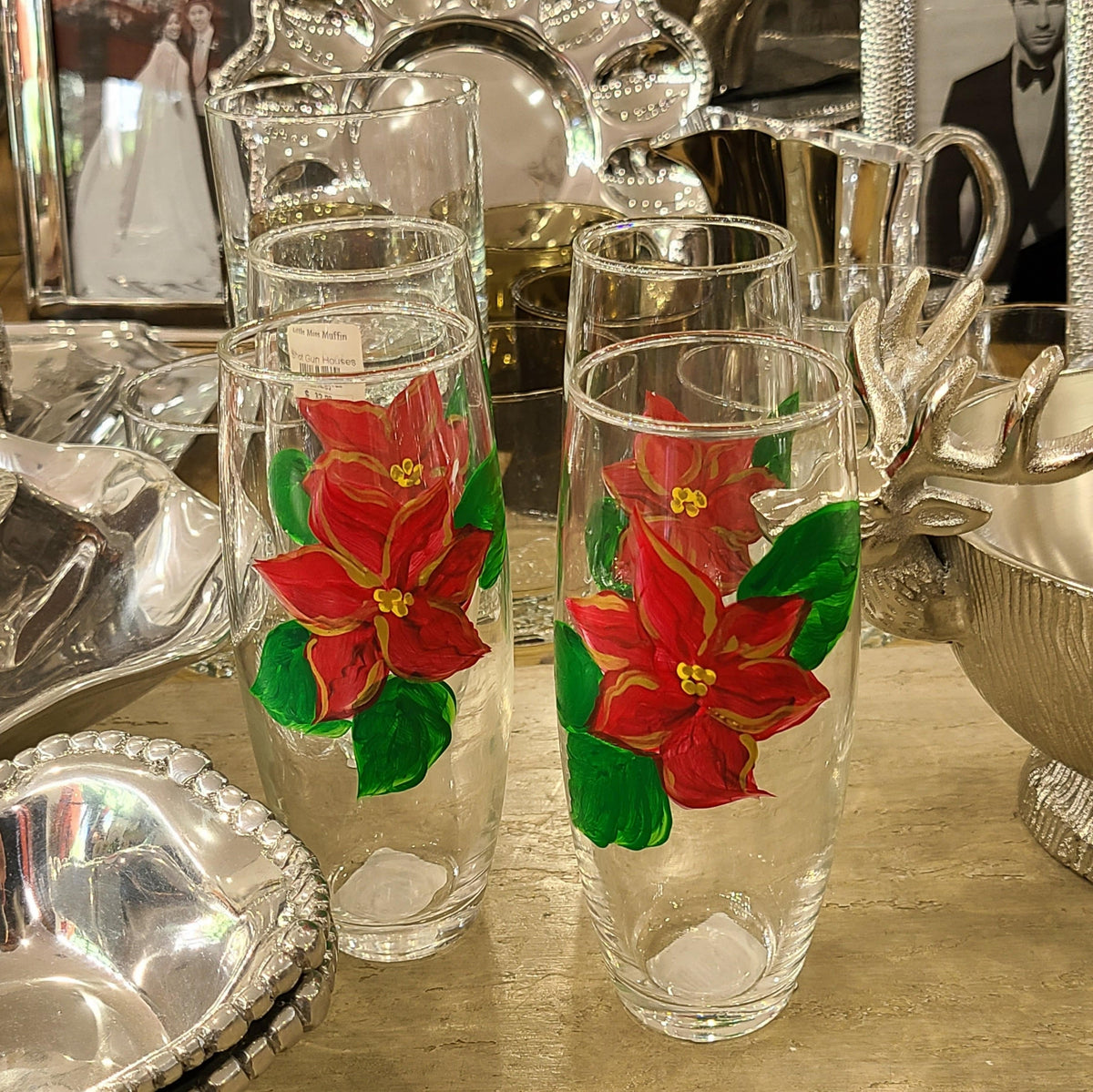 Michelle's Art Box Michelle's Art Box Poinsettia Glassware Collection - Little Miss Muffin Children & Home