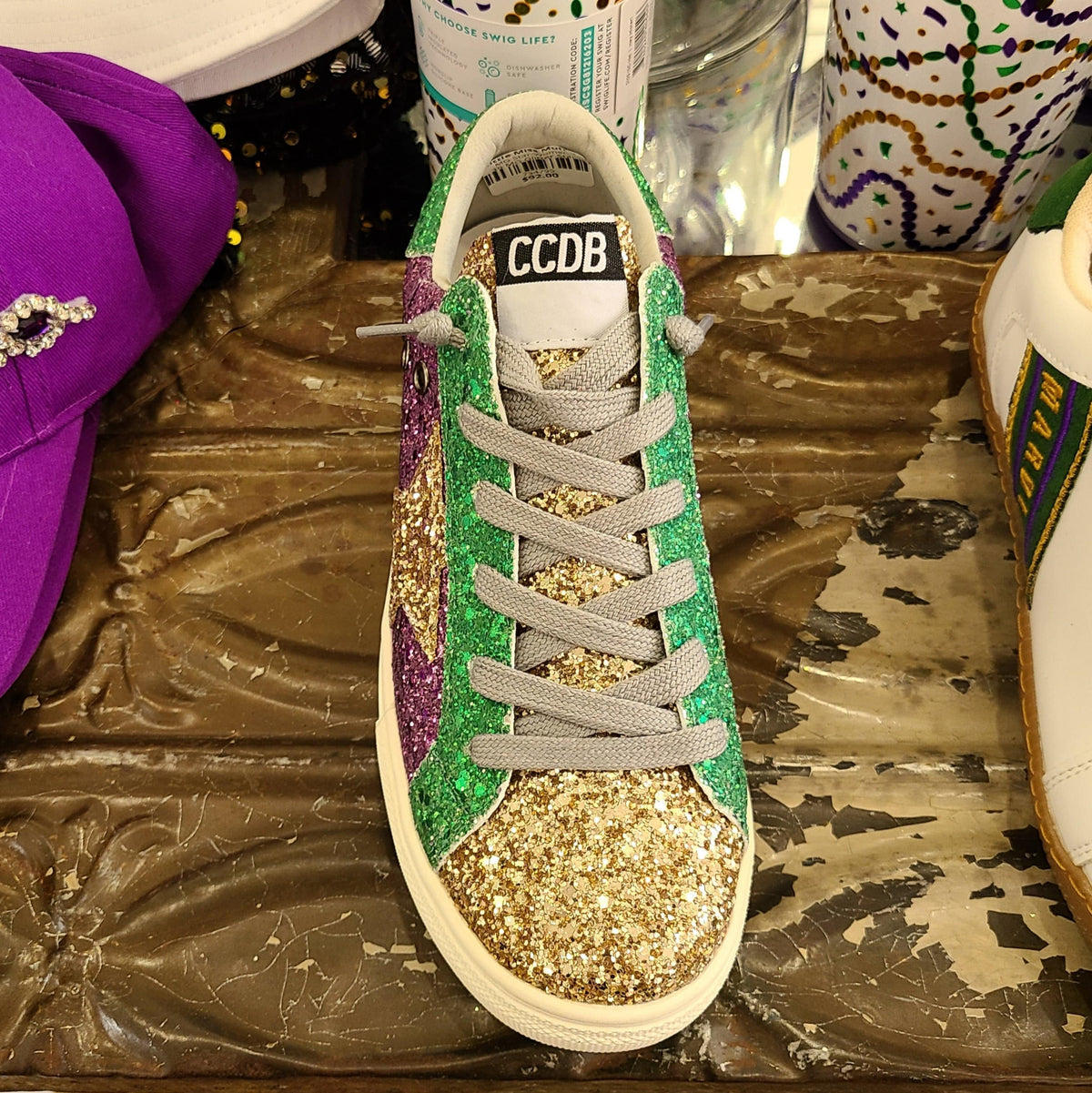 Torn and Trendy Torn and Trendy Mardi Gras Glitter Star Women's Sneakers - Little Miss Muffin Children & Home