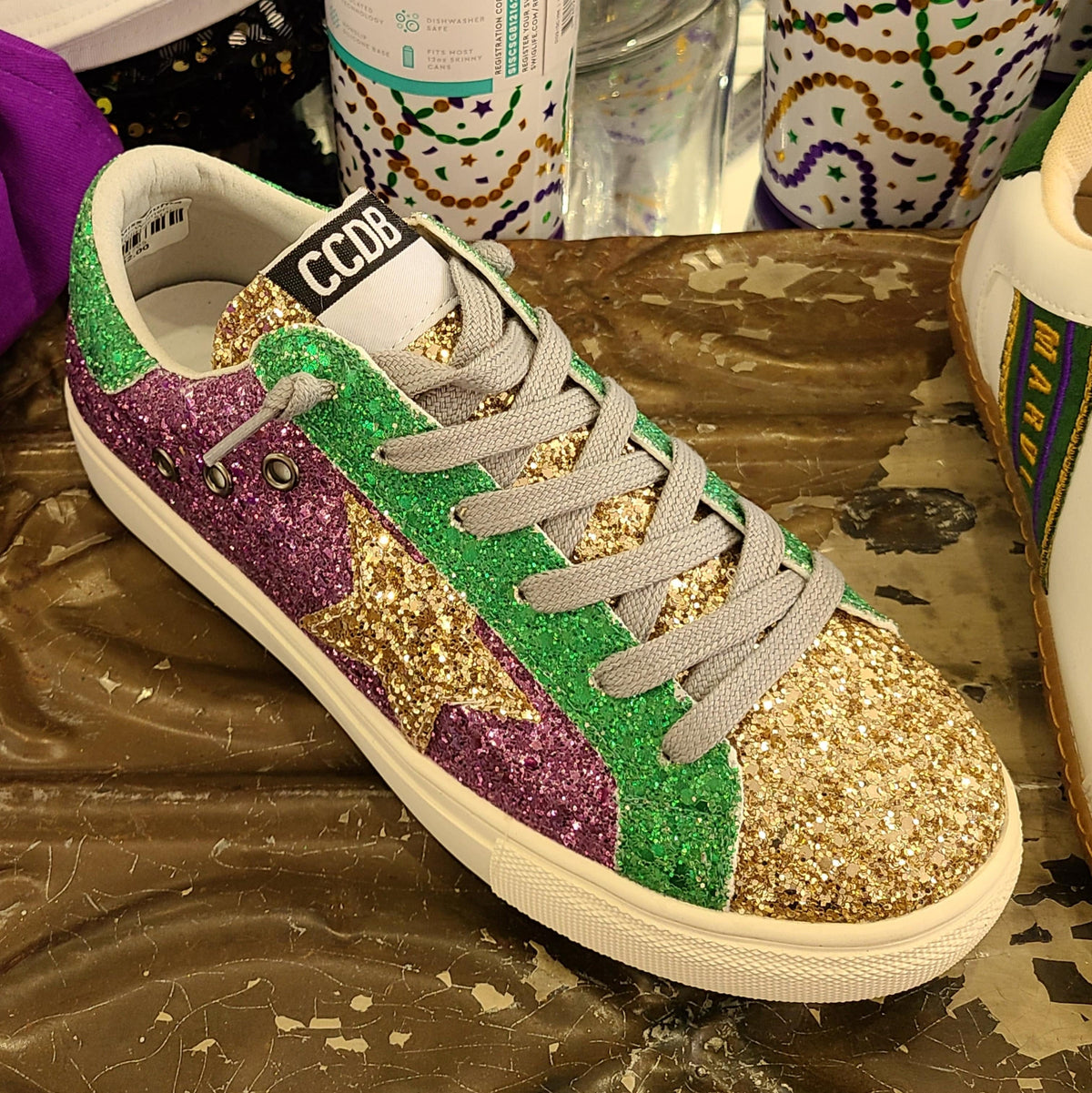 Torn and Trendy Torn and Trendy Mardi Gras Glitter Star Women's Sneakers - Little Miss Muffin Children & Home