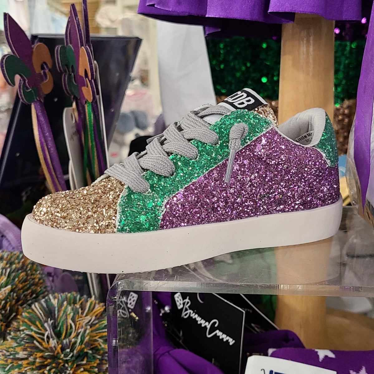 Torn and Trendy Torn and Trendy Mardi Gras Glitter Star Kid's Sneakers - Little Miss Muffin Children & Home
