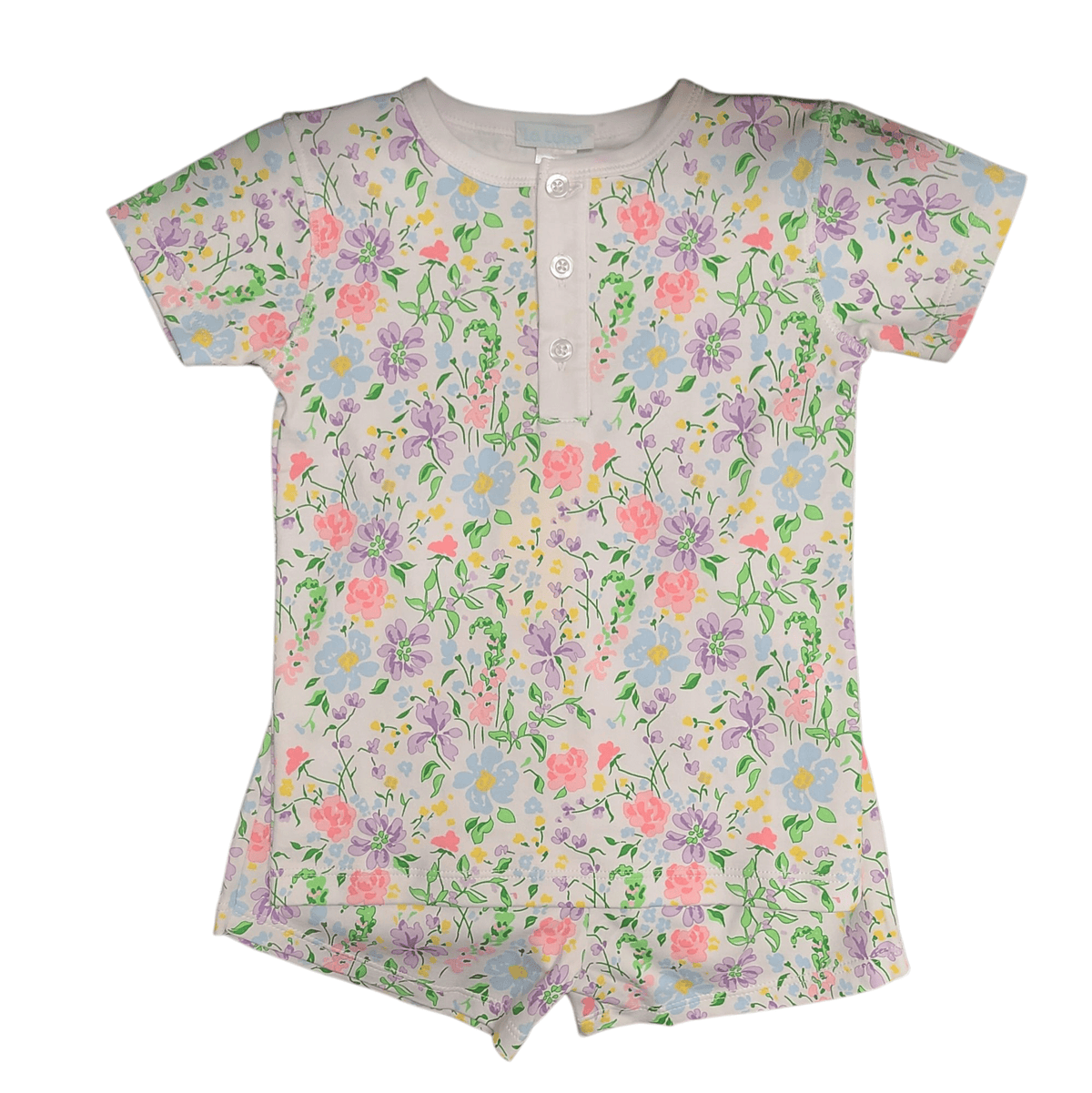 Lulu Bebe Lulu Bebe Floral Short Sleeve Pima PJ Set for Girl - Little Miss Muffin Children & Home