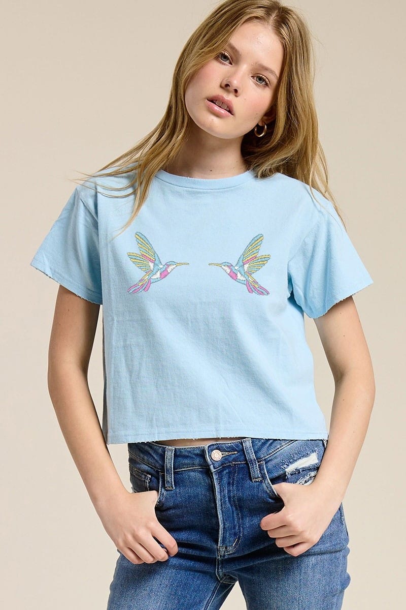 Puff Embroidered Hummingbird Tee