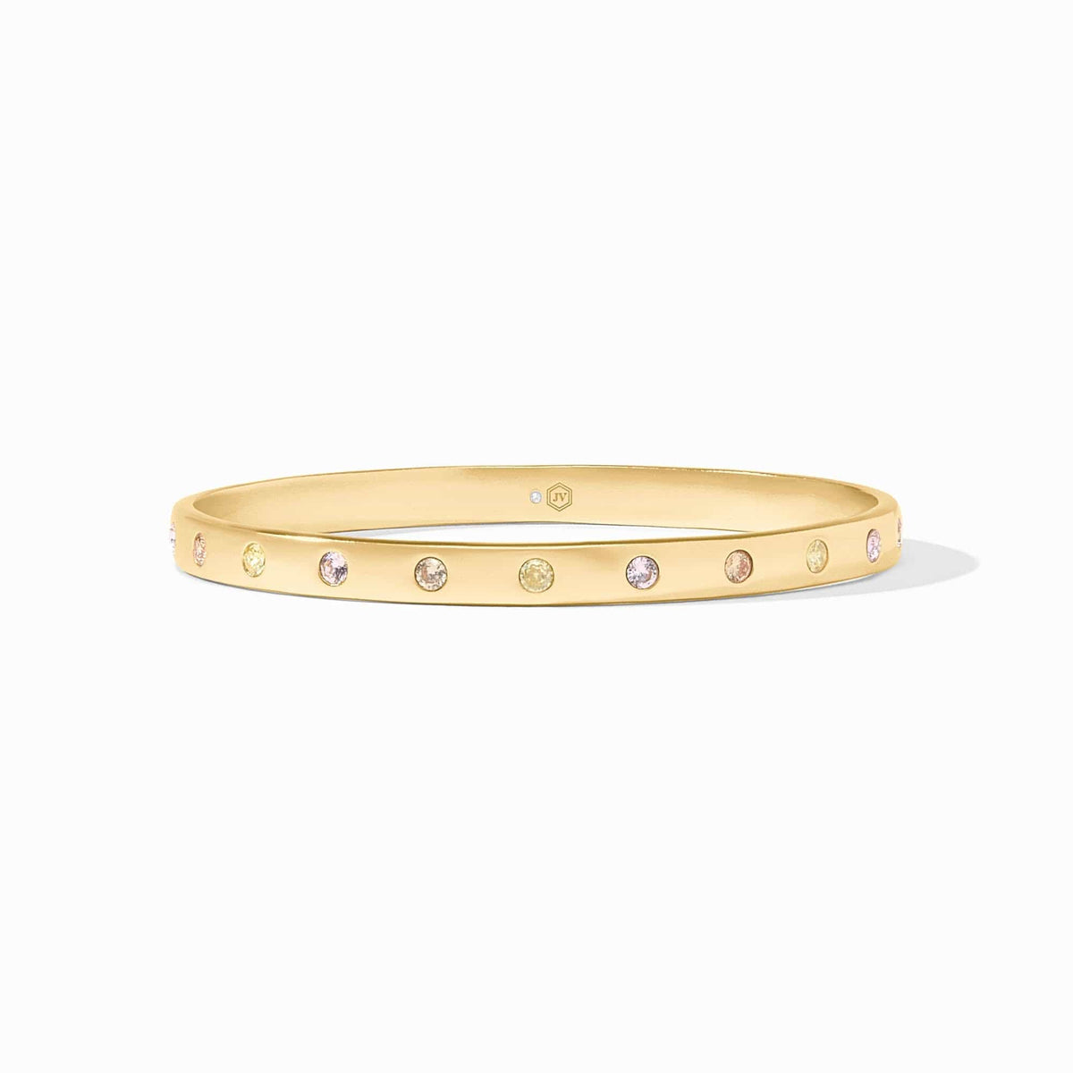 Gold bangle with embedded stones