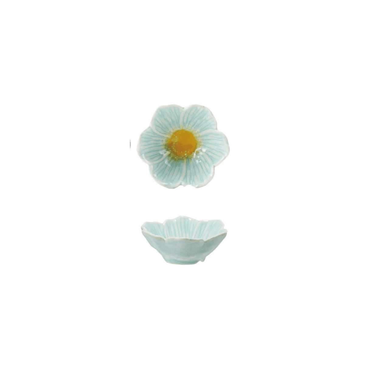 Reactive Glaze Stoneware Flower Shaped Bowl