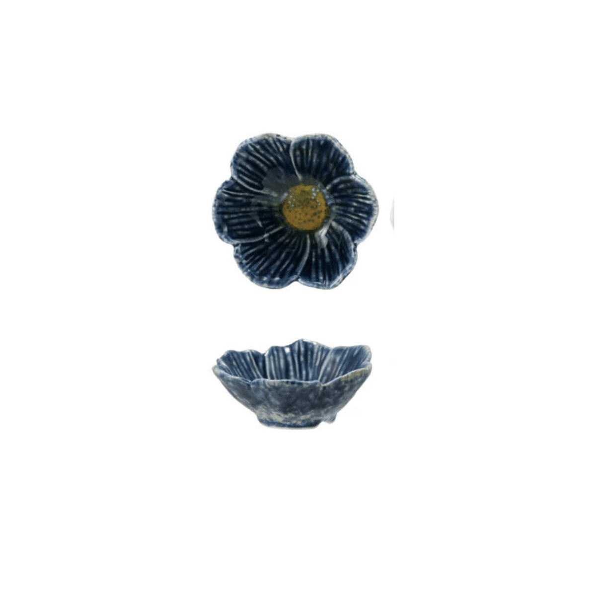 Reactive Glaze Stoneware Flower Shaped Bowl