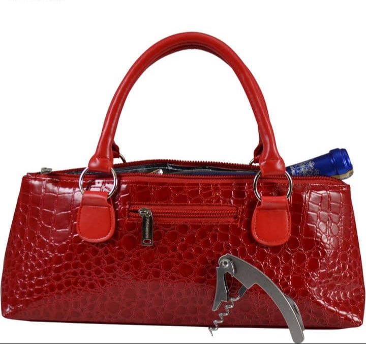 Red Croc Insulated Single Bottle Wine Clutch
