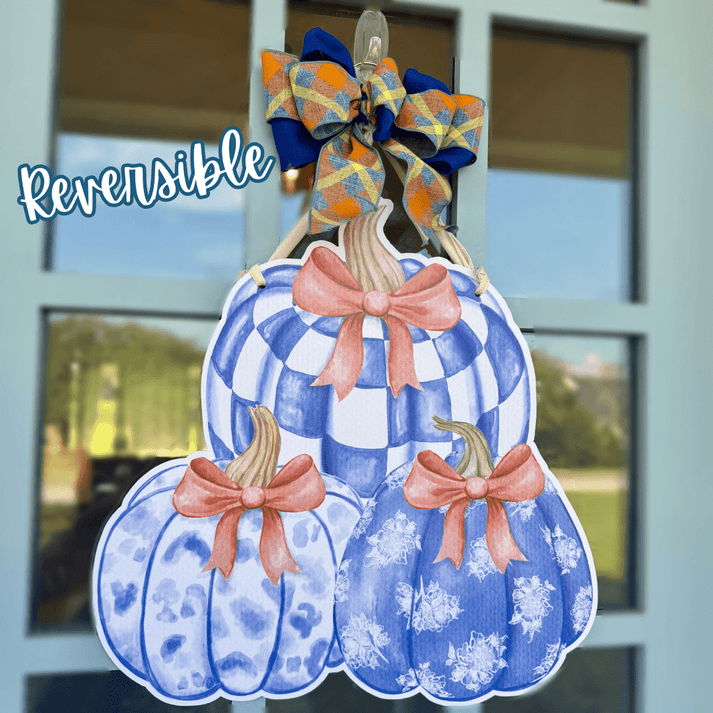 blue pumpkin door hanger