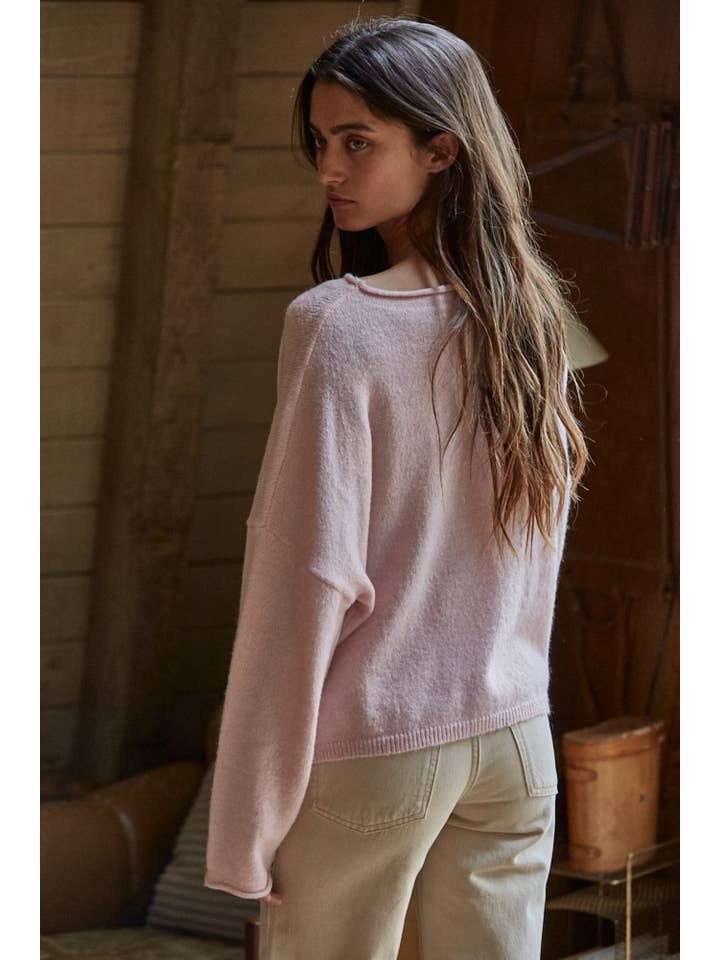 light weight sweater in baby pink