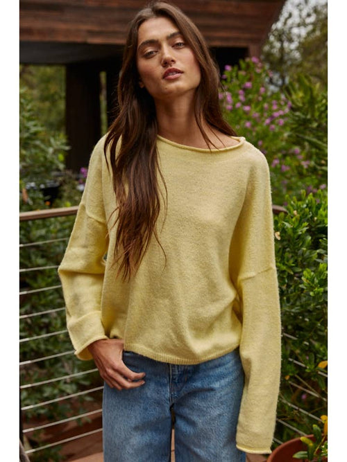 light weight sweater in banana yellow for women